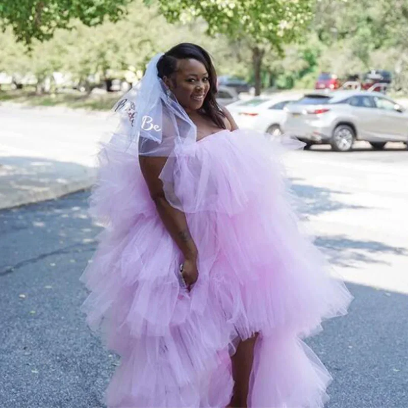 

Розовое Вечернее Платье Из Мягкого Тюля, многоярусные платья для выпускного вечера, африканская Женская официальная одежда, индивидуальный пошив, цвет и размер