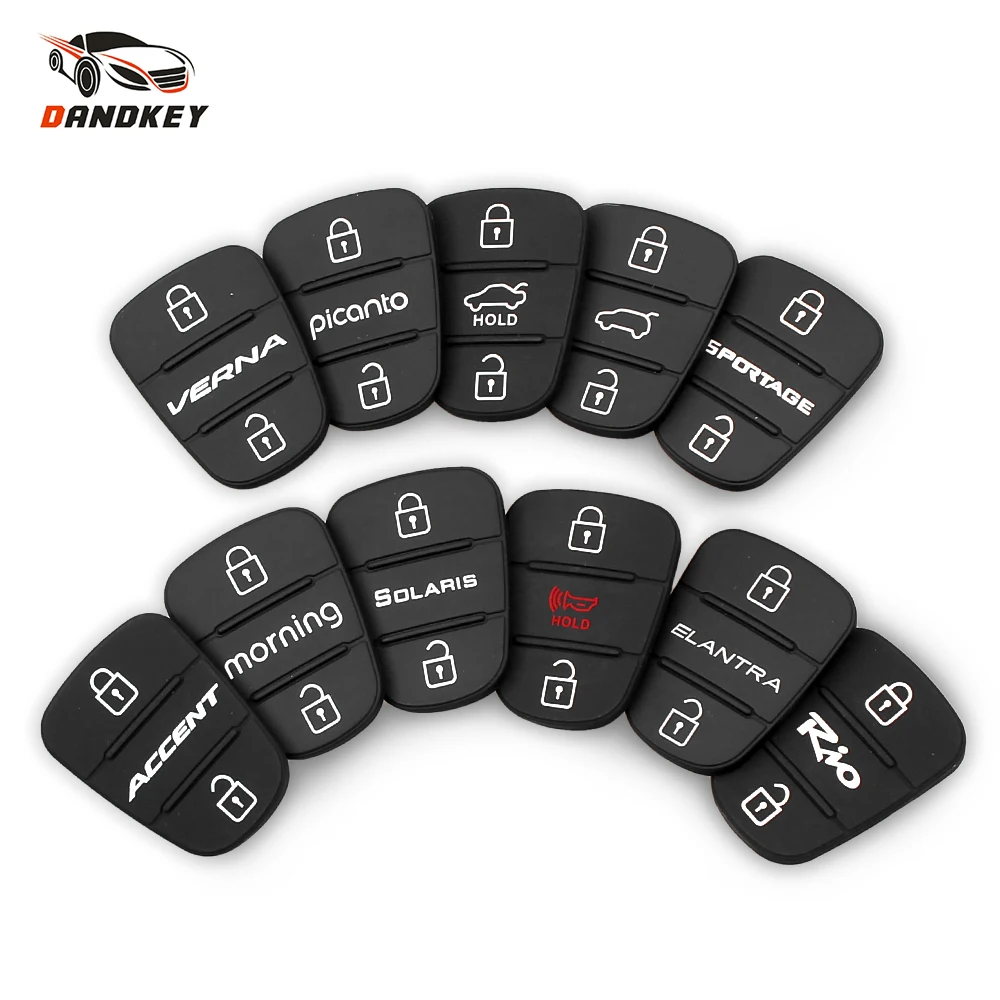 Dandkey Rubber Button Pad For Hyundai Solaris Picanto Elantra Kia RIO HOLD Verna Sportage Flip Remote Key Shell Blank Case | Автомобили и