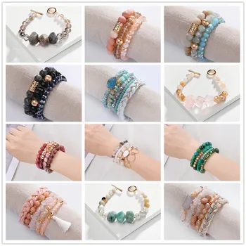 

ZFYIN Multiple Choices Layering Beaded Stand Bracelet- Stackable Multi Layered Women Bracelets Set