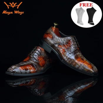 شراءالراقية الرجال فستان Foorwear جلد التمساح رسمت باليد 2020 تصميم جديد فاخر موضة ديربي الأحذية