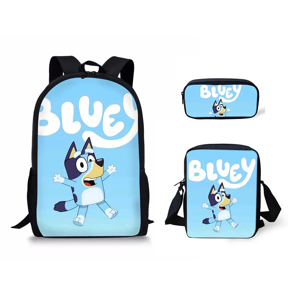 

Fashion 3PCs/set School Bag Set BLUEY Design Primary Students Book Bags Kawaii Anime Deisgn Large Capacity Kids Backpack Set