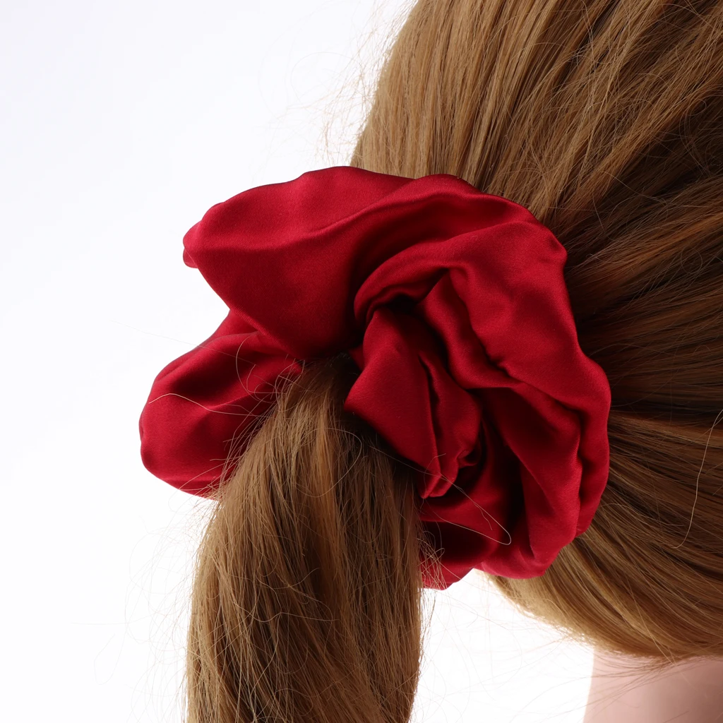 100% Silk Hair Scrunchies Elastic Hair Band Soft Bobble Hair Ties