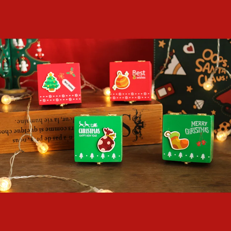 Christmas Mini Wooden Music Box Clockwork Gift for Children Baby Bedroom Decor Creative Present Kids | Дом и сад