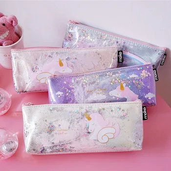

Korean Fashion Cute Unicorn Wing Bag Fashion Cute Leather Stationery Bag Student Female Small Fresh Storage Bag