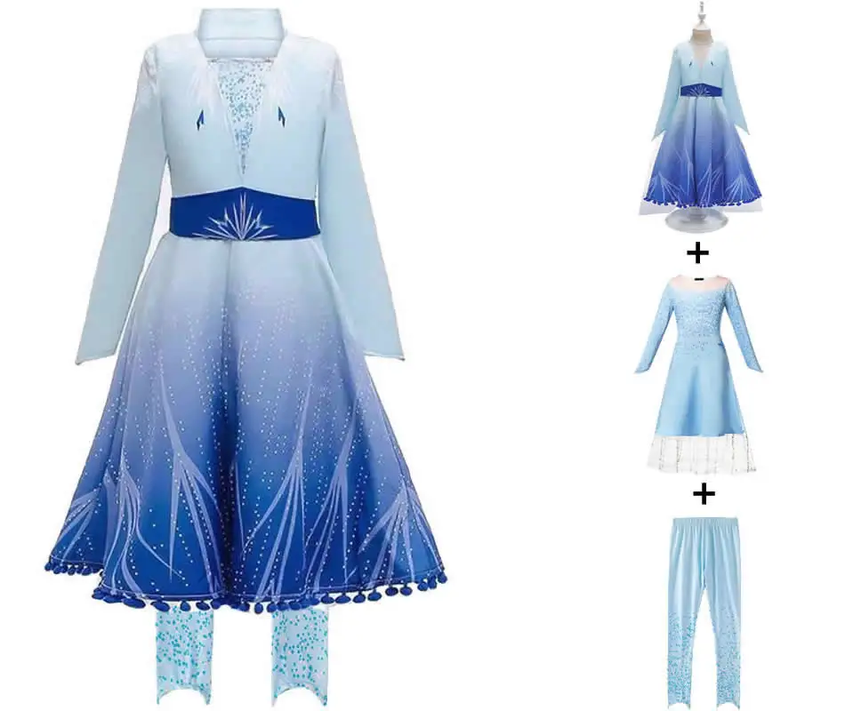 Новое платье Эльзы для девочек зимние костюмы, светильник, комплект из 3 предметов одежда с принтом снежинки фатиновые платья с длинными рукавами и открытой спиной