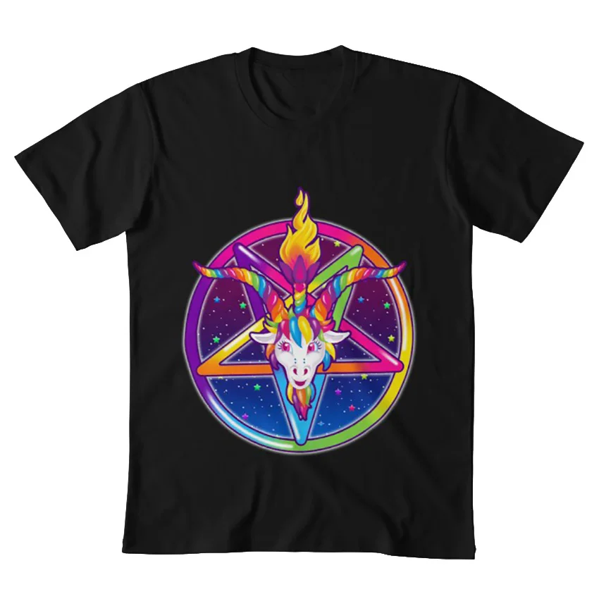 1997 неоновая Радужная футболка с пентаграммой Baphomet 90s козой сатаной оккультными