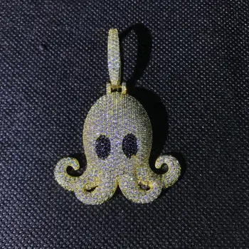 

Europe Ice Out Zircon Rhinestone Creative Octopus Pendant Necklace Men's Hip Hop /Punk Personality Charms Jewelry Necklace Gift