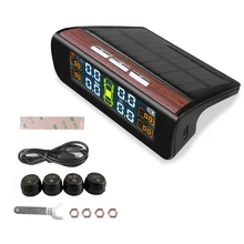 Солнечная система контроля давления в автомобильных шинах TPMS, система контроля давления, дисплей, прикрепленный к стекПредупреждение tpms, предупреждение о температуре с 4 датчиками, бар