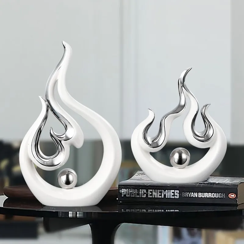 Modern Creative Fire Shape Ceramic Table Figurines 2 Modern Creative Fire Shape Ceramic Table Figurines 2