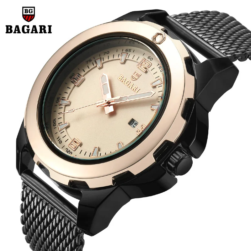

Bagari-Style Table Online Celebrity Shop Decorative Clock Men Mesh Belt Quartz Watch Waterproof Watch