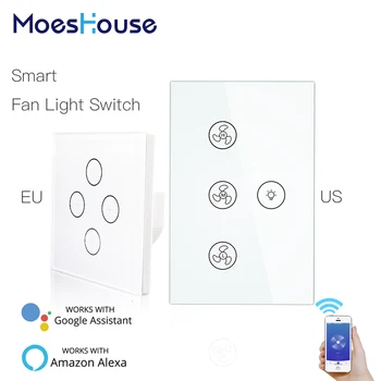 

WiFi Smart Ceiling Fan Light Lamp Wall Switch Smart Life/Tuya APP Remote Various Speed Control Works with Alexa Echo Google Home