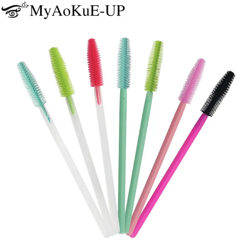 

200pcs/lot Makeup Eyelashes Brushes Disposable Mascara Brush For Eyelash Extension Mascara Applicator Wands Colors Make Up Brush