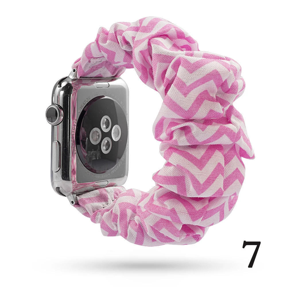 Эластичный ремешок для часов Apple Watch 5 4 ремешок 38 мм 40 мм 42 мм 44 мм ремешок для iwatch 5 4 3 2 1 Рождественский браслет на запястье - Цвет ремешка: 7 pink white