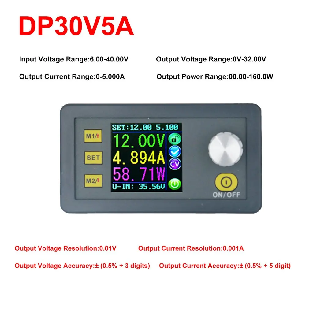 DP30V5A Постоянное Напряжение Ток понижающий Программируемый Модуль питания понижающий преобразователь напряжения регулятор цветной ЖК-дисплей