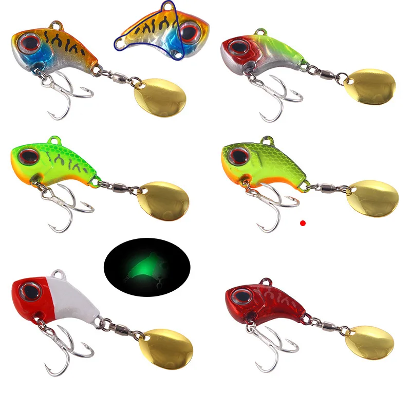 

1pcs VIB Fishing Lures 16g 3.2cm Luya Baits Trout Winter Rotating Sequins Cyclone Vibration Metal Sea Hard Artificial Fishhooks