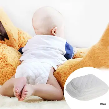 

10pcs Reusable Baby Cloth Diapers Nappy Liners Insert 3 Layers Cotton Diaper Soft and Breathable Nappy Cloth for Baby Care