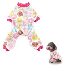 Милая пончики Одежда для питомцев, собачий пижамы Мягкая хлопковая футболка футболки для женщин боди для маленьких собак средних и больших размеров, для собаки Чихуахуа Тедди Йорки