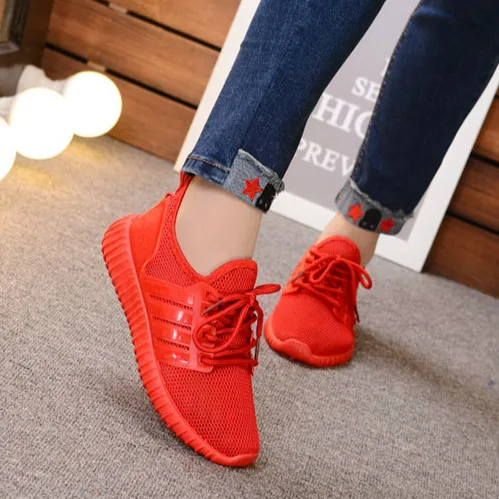 

2019 New Style Mesh Cloth Breathable Running Shoes Flat Versatile Men And Women Celebrity Style Casual Red Shoes