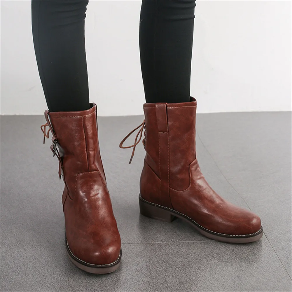 

SARAIRIS 2019 Fashion Dropship Plus Size 43 Casual Ankle Boots Women Shoes Shoelaces Add Fur Autumn Winter Shoes Woman Boots