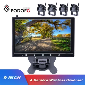 

Podofo 9" inch Wireless Car Monitor TFT Car Backup Cameras Monitor for Truck Parking Rearview System Rear Cameras Voltage 12-24V
