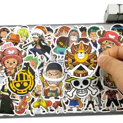Autocollants de voiture, 50 pièces, dessin animé japonais, garçon Pirate, bande dessinée Cool Luffy Zoro Chopper, étui de téléphone portable, valise, Skateboard, vélo 