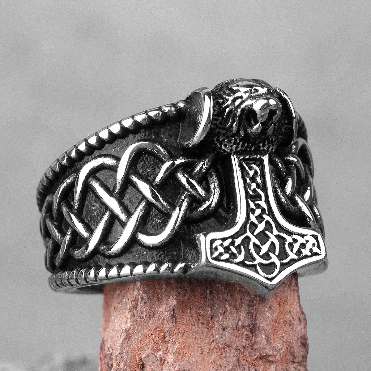 Мужские кольца из нержавеющей стали Griffon Quake Thor's Hammer в стиле панк хип-хоп для
