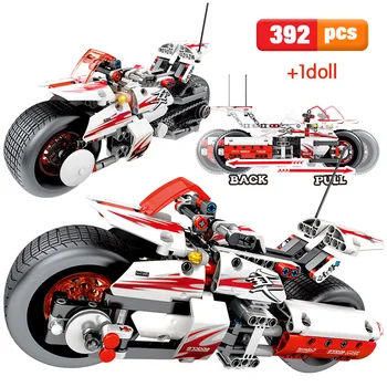 

392pcs City Pull Back Off-road Moto Model Building Blocks Technic Motorcycle Assemble Bricks Educational Toys for Boys