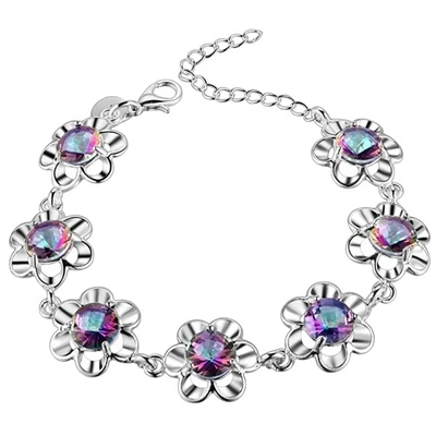 Bague Ringen Новая мода 8x12 мм капли воды очарование Браслеты для Для женщин серебро 925 ювелирные изделия Браслет вечерние свадебный подарок - Цвет камня: 7