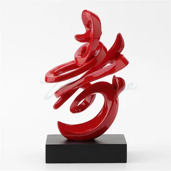 

Creative Chinese Calligraphy Art Sculpture Abstract Text Statue Resin Art&Craft Decorations For Home Birthday Gift R3373