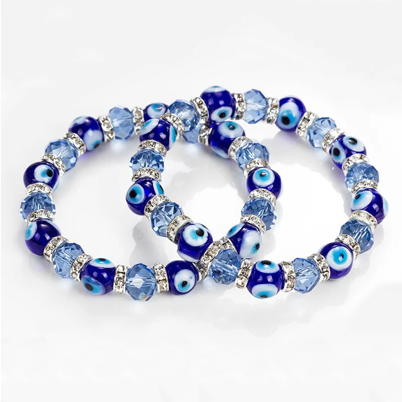 Pulsera de la suerte con cuentas azules para mujer, abalorio de ojo religioso, ojo malvado, Simple, 3 estilos, turco