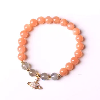 

Natural Sunstone with Gray Moonstone 7mm Round Bead DIY Bracelet Women's Natural Stone Charm Pendant Bracelet Jewelry Gift