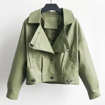 

Bright Leather Jacket Women Soft Glossy Motorcycle Coat Short Faux Leather Biker Jacket Veste Cuir Femme Chaqueta Cuero Mujer