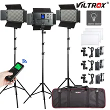 Viltrox VL-S192T 3 pçs led luz de vídeo bi-color pode ser escurecido kit de luz de fotografia remota sem fio + 75