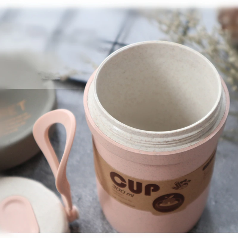 300ML Wheat Fiber Coffee Cup Travel Mug Portable Double-wall Insulation Office Coffee Tea Cups Milk Cup (4)