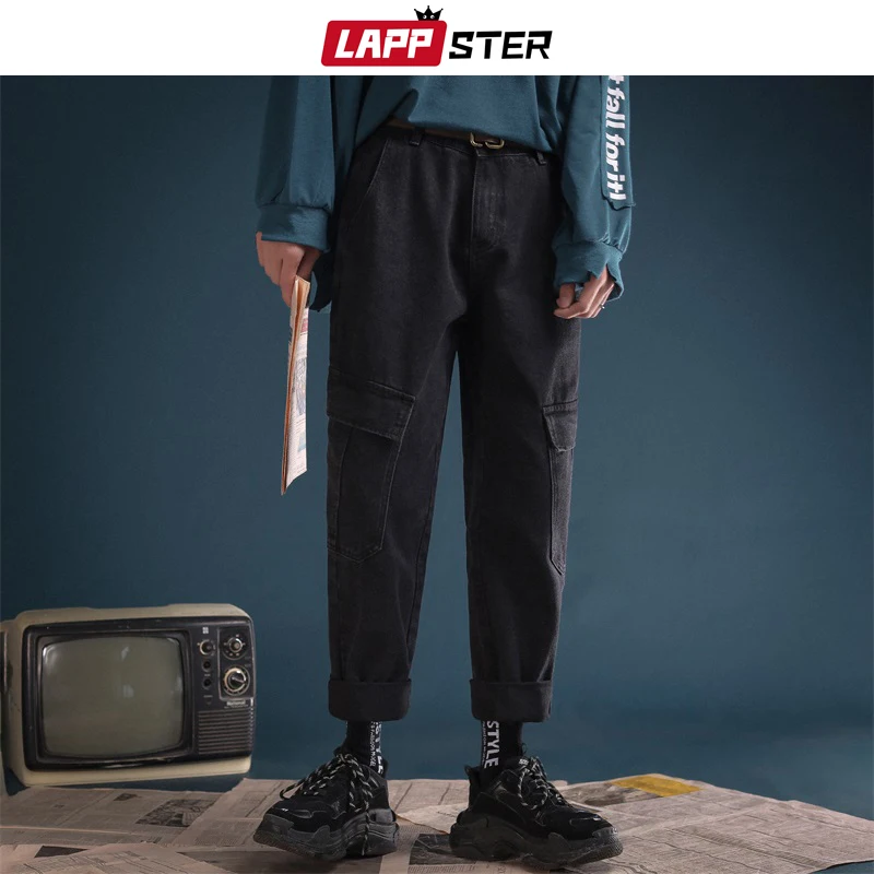 LAPPSTER мужские уличные винтажные синие джинсы 2020 джинсовые брюки модные корейские
