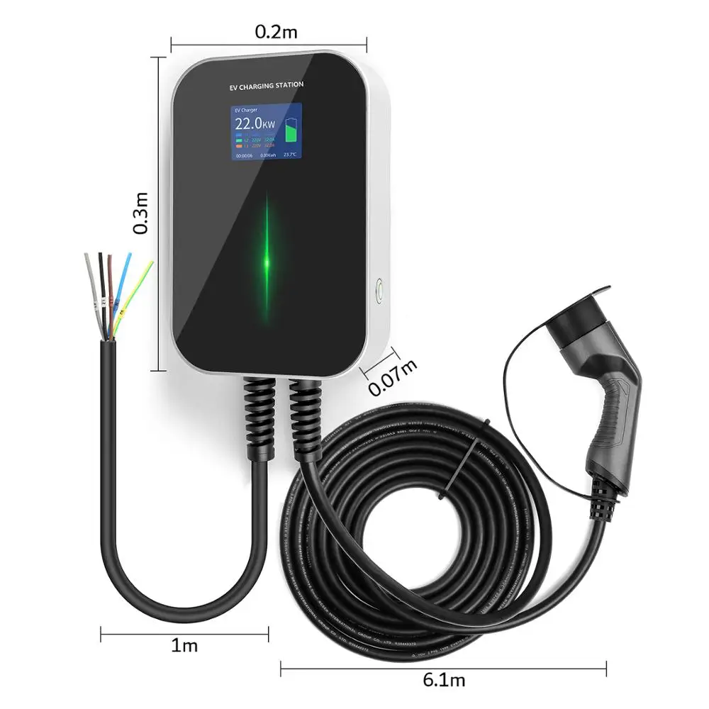 32A 3 фазы EVSE Wallbox EV Зарядное устройство станция зарядки электромобилей Тип 2