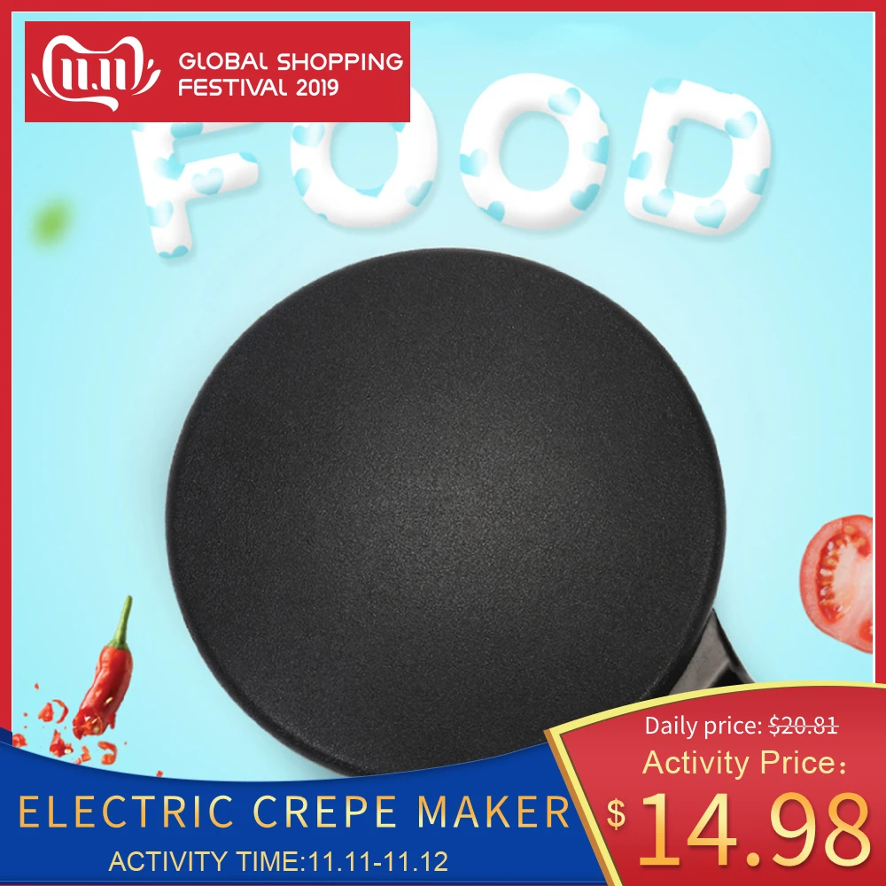 

Non-stick Electric Crepe Pizza Maker Pancake Machine Griddle Baking Pan Cake Machine Kitchen Cooking Tool 220V AU Plug