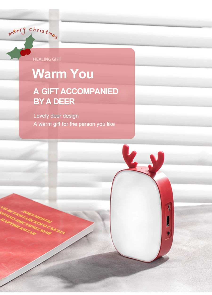Многофункциональный Ночной светильник с оленем, перезаряжаемый через USB сенсорный датчик, прикроватная настольная лампа для спальни, для детей, подарок на Рождество, день рождения