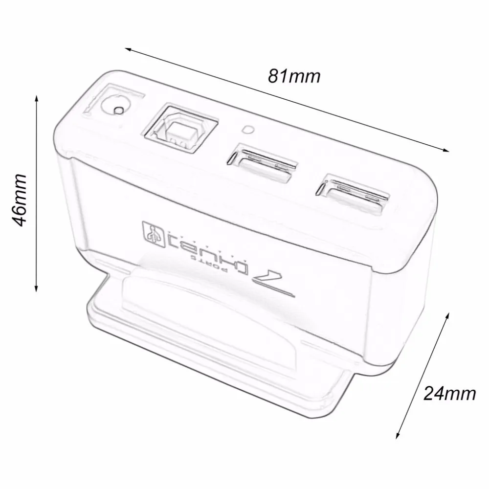 Портативный 7 Порты и разъёмы USB 2,0 концентратор высокой Скорость USB разветвитель с питанием от сети переменного тока Мощность Кабель-адаптер для портативных ПК Зарядка через usb концентратор