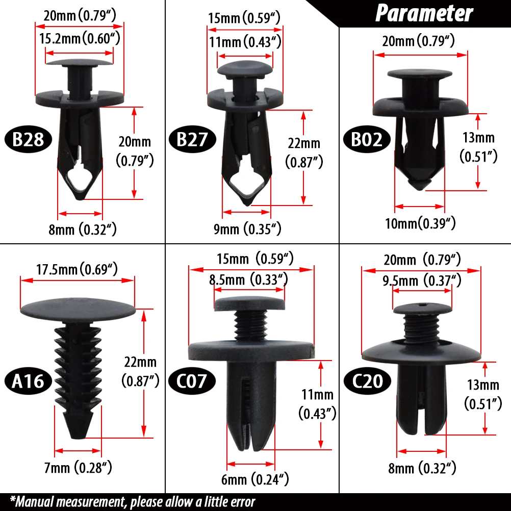 pçs universal auto fixador push pin rebite guarnição clipes tamanhos veículo painel da porta do carro fender forro para honda civic ford focus