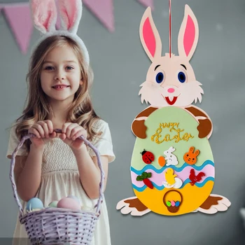 

2020 Creative Easter DIY Felt Bunny Set with Detachable Alphabet Easter Ornament Kids Easter party Gift for Home Door Wall Decor