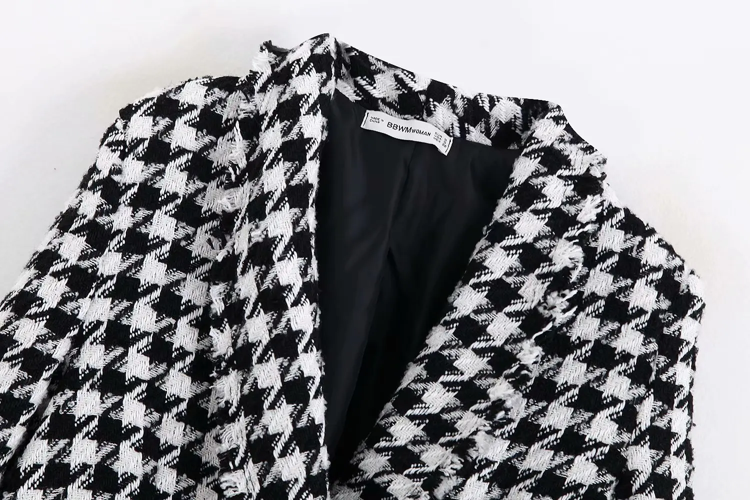 

Western Style 2019 Autumn New Style Double Breasted Houndstooth Women Jacket B4533
