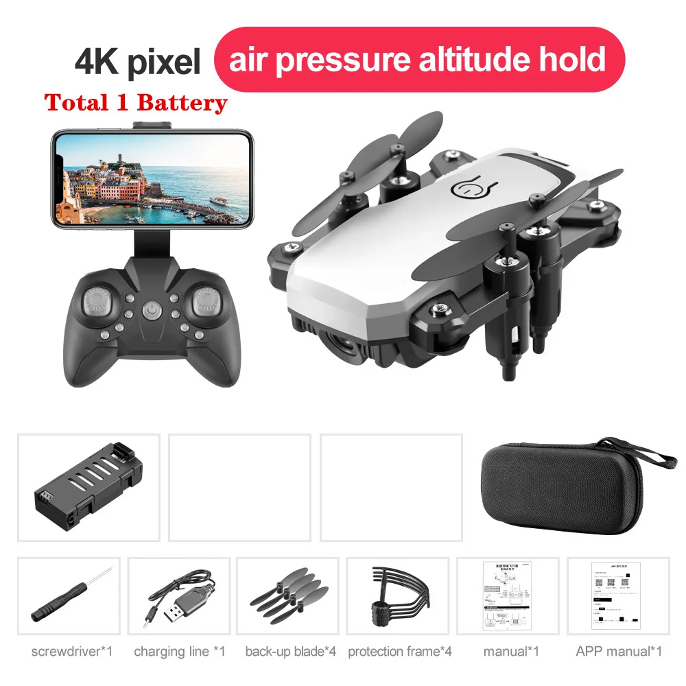LF606 мини-Дрон 4K wifi FPV HD камера Безголовый режим возврат в один клик флип высота удержания Квадрокоптер RC вертолет для начинающих - Цвет: 4K Carry Box W1