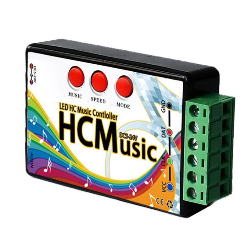 Музыкальный светодиодный пульт управления DC5V-24V WS2812b WS2811 WS2813 6803 1903 IC цифровой адресный Пиксельная лента голос Сенсор HC контроллер