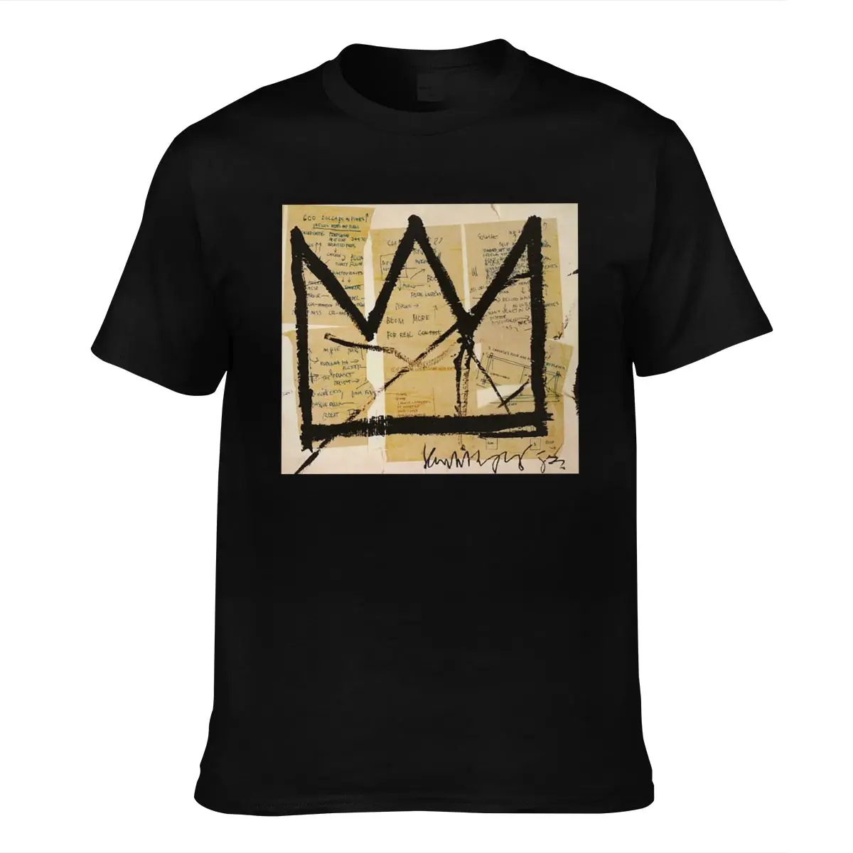 

Jean Michel Basquiat Crown Warhol T-shirt Black White Print Casual Cotton Short O-neck Cn(origin) Worsted