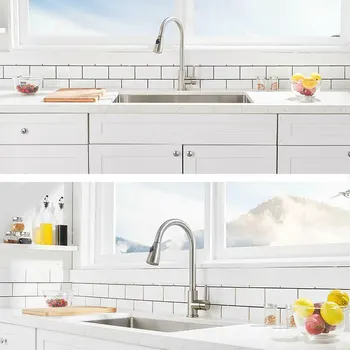 

Kitchen Sink Faucet Pull Down Sprayer with 10 Inch Cover Mixer Tap for Home K888