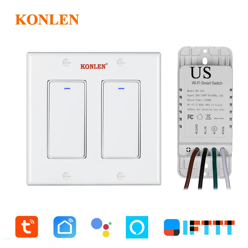

Tuya US WIFI Light Wall Switch Push Button Smart Life Homekit Remote Control Home Automation Alexa Google Home IFTTT Compatible