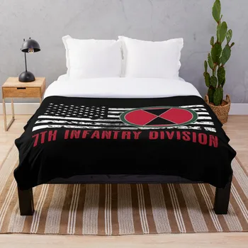

7th Infantry Division Distressed Flag Throw Blanket Soft Sherpa Blanket Bed Sheet Single Knee Blanket Office Nap Blanket