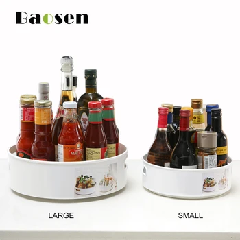 

Baosen Non-Slip Rotating Storage Tray Fruit Snack Storage Plate Multifunctional Plastic Desktop Organizer for Kitchen Gadgets