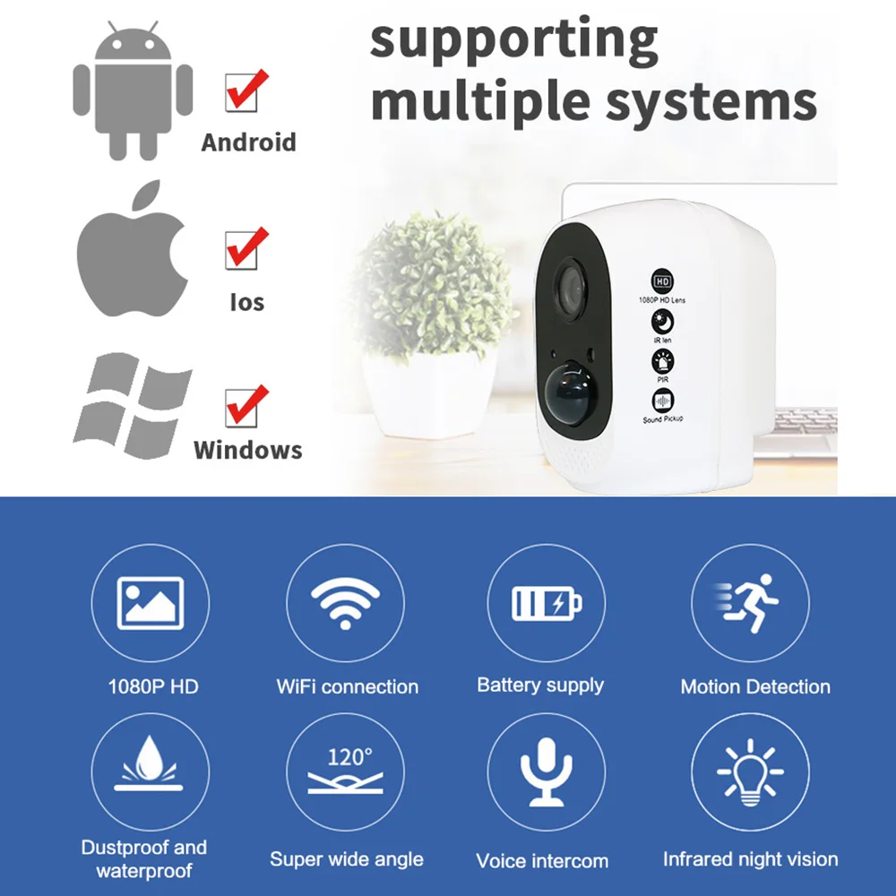  13600mAh Battery ip Camera Long time standby wireless Battery Wifi Camera home Outdoor Waterproof 1